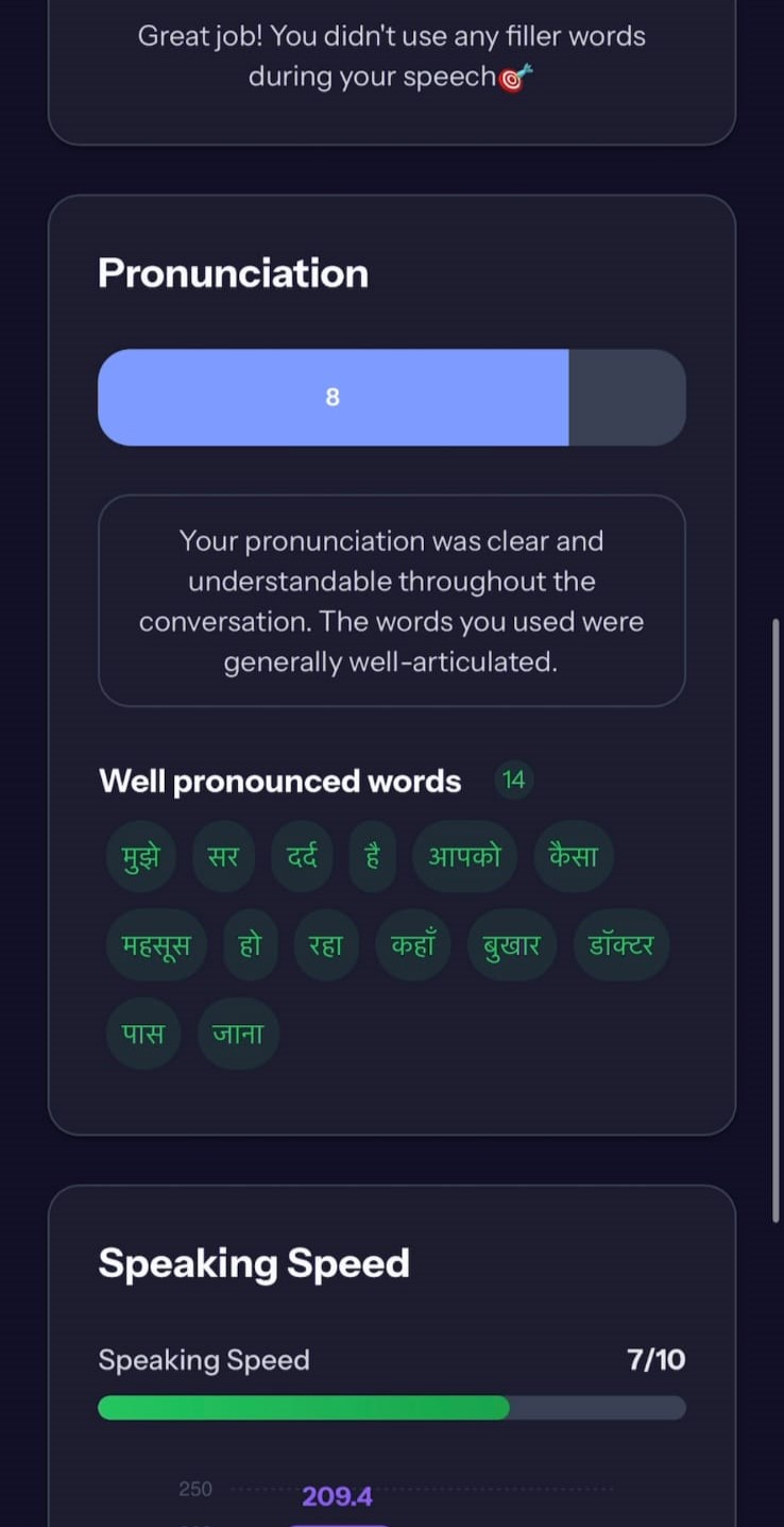 Pronunciation Score and Well Pronounced Words List